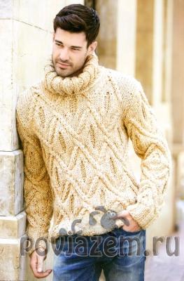 Мужской свитер спицами