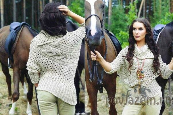 Пуловер спицами