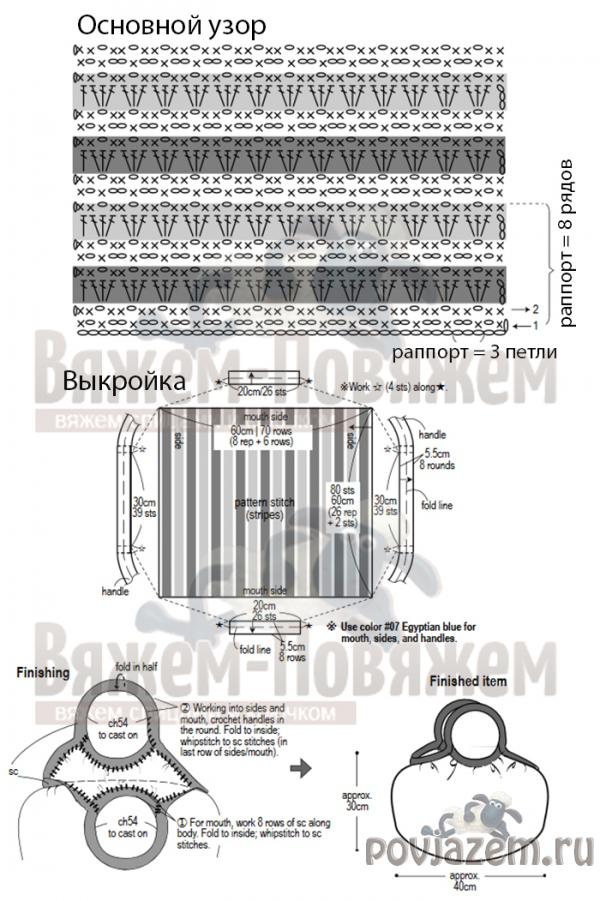 Сумочка крючком, схема