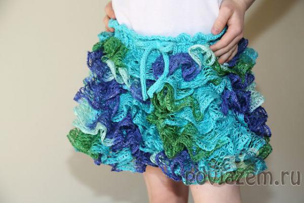 Юбка крючком для девочки из ленточной пряжи