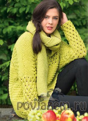 Пуловер спицами