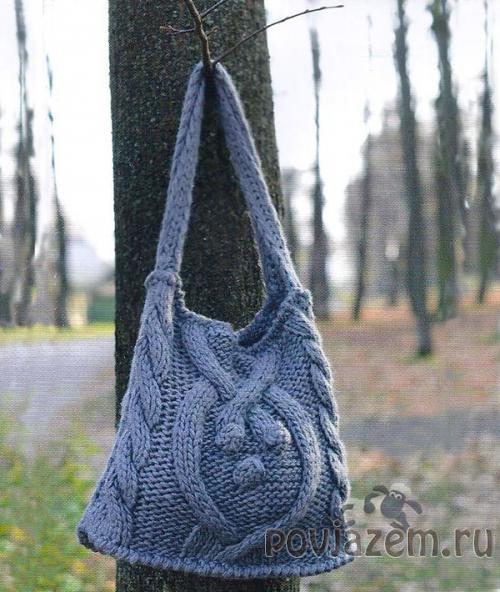 Сумка спицами и митенки
