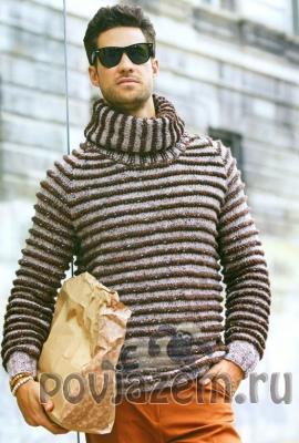 Мужской пуловер спицами