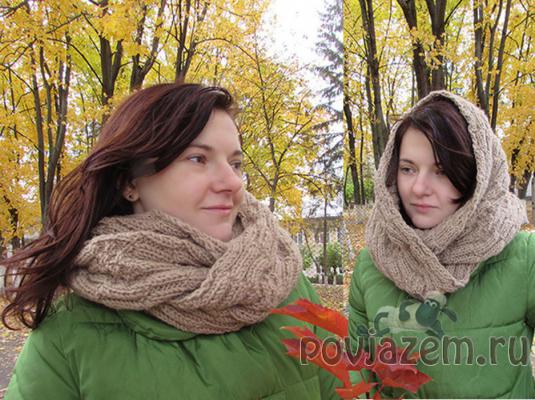 Шарф хомут спицами