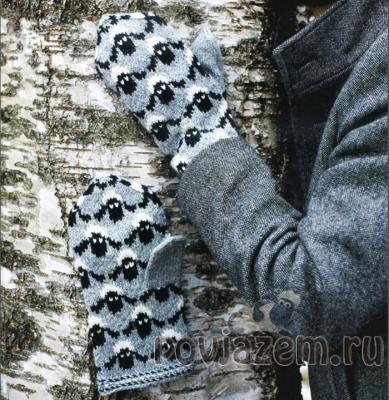 Варежки спицами