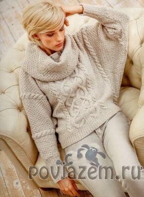 Пуловер спицами