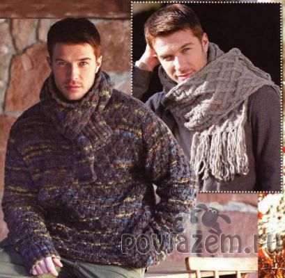 Мужской свитер спицами