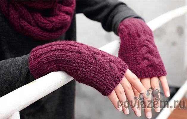 Митенки спицами