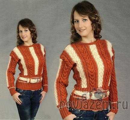 Пуловер спицами