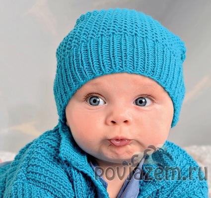 Шапочка для новорожденного спицами