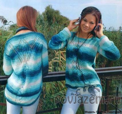 Пуловер спицами