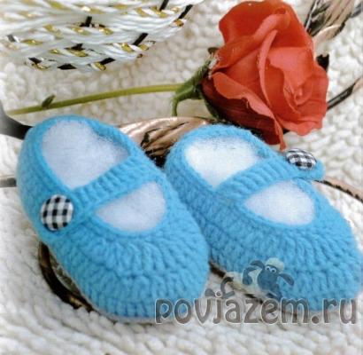 Пинетки крючком для новорожденных, описание и схемы