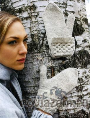 Варежки спицами