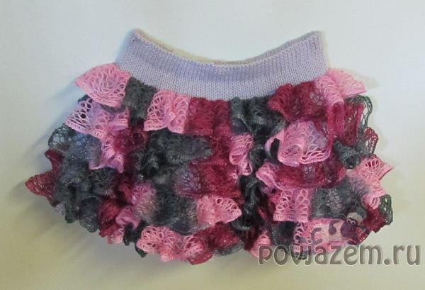 Юбка крючком для девочки из ленточной пряжи