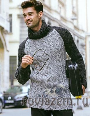 Мужской свитер спицами