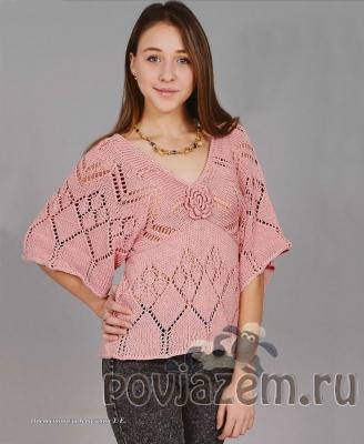 Пуловер спицами