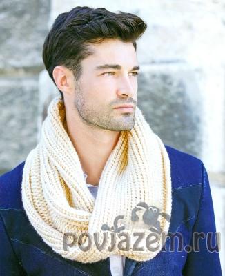 Мужской шарф, тунисское вязание