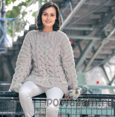 Пуловер спицами