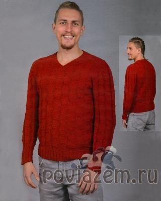 Мужской свитер спицами