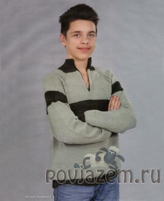 Мужской свитер спицами