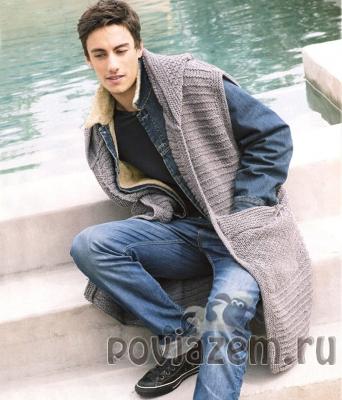 Мужской жилет спицами