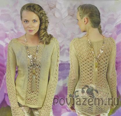 Пуловер спицами