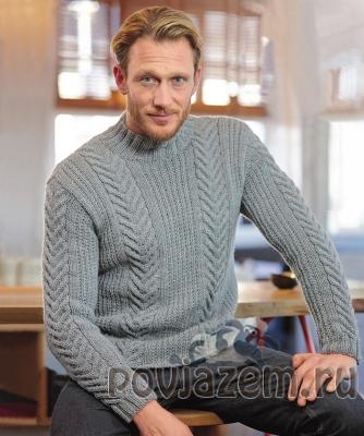 Мужской свитер спицами