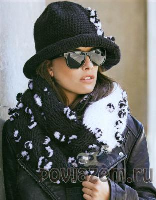 Шляпа крючком + тунисское вязания шарфика