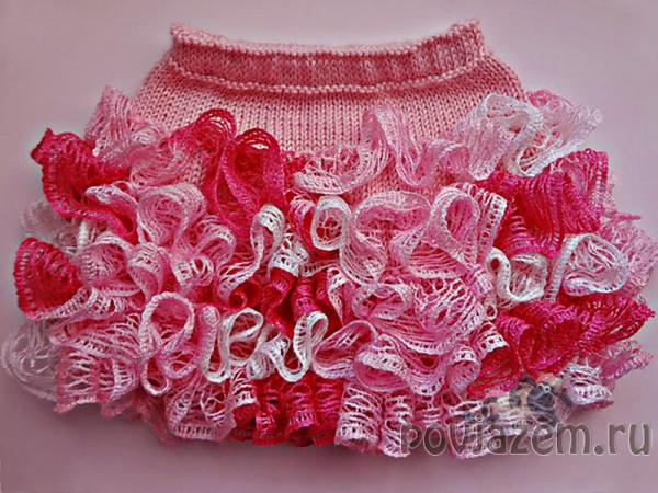 Юбка крючком для девочки из ленточной пряжи