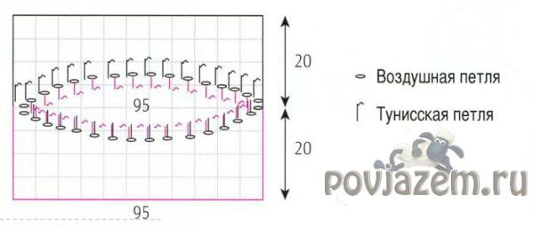 Мужской шарф, тунисское вязание