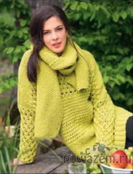 Пуловер спицами